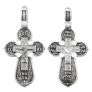 Крест серебряный Ag 925, коллекция Санкт-Петербург, лик Николай Чудотворец, Чернение (оксидирование), 8,6 гр. КРС0224689