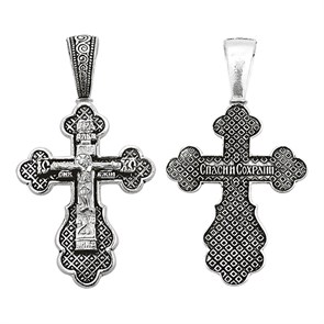 Крест серебряный Ag 925, коллекция Санкт-Петербург, с молитвой Спаси и сохрани, Чернение (оксидирование), 7,43 гр. КРС0224690