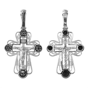 Крест серебряный Ag 925, коллекция Санкт-Петербург, с молитвой Спаси и сохрани, Чернение (оксидирование), 2,07 гр. КРС0224691