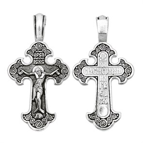 Крест серебряный Ag 925, коллекция Санкт-Петербург, с молитвой Господи Иисусе, помилуй мя грешнаго, Чернение (оксидирование), 4,6 гр. КРС0224692