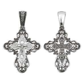 Крест серебряный Ag 925, коллекция Санкт-Петербург, с молитвой Спаси и сохрани, Чернение (оксидирование), 4,76 гр. КРС0224693