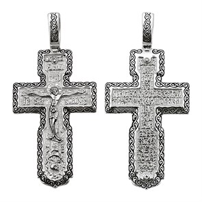 Крест серебряный Ag 925, коллекция Санкт-Петербург, с молитвой Да воскреснет Бог..., Чернение (оксидирование), 7,37 гр. КРС0224697