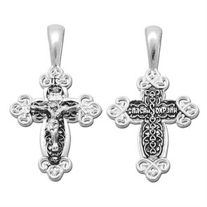 Крест серебряный Ag 925, коллекция Санкт-Петербург, с молитвой Спаси и сохрани, Чернение (оксидирование), 2 гр. КРС0224706