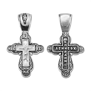 Крест серебряный Ag 925, коллекция Санкт-Петербург, с молитвой Спаси и сохрани, Чернение (оксидирование), 2,44 гр. КРС0224708