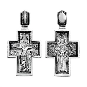 Крест серебряный Ag 925, коллекция Санкт-Петербург, лик Неупиваемая Чаша БМ, Чернение (оксидирование), 4,62 гр. КРС0224711