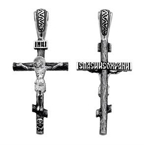 Крест серебряный Ag 925, коллекция Санкт-Петербург, с молитвой Спаси и сохрани, Чернение (оксидирование), 4,55 гр. КРС0224713