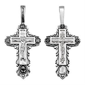 Крест серебряный Ag 925, коллекция Санкт-Петербург, с молитвой Спаси и сохрани, Чернение (оксидирование), 2,59 гр. КРС0224715