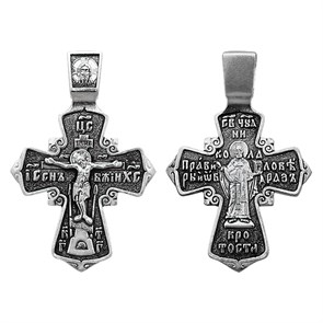 Крест серебряный Ag 925, коллекция Санкт-Петербург, лик Николай Чудотворец, Чернение (оксидирование), 3,86 гр. КРС0224720