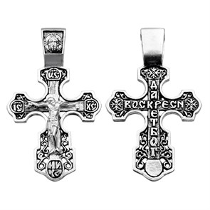 Крест серебряный Ag 925, коллекция Санкт-Петербург, с молитвой Да воскреснет Бог..., Чернение (оксидирование), 3,74 гр. КРС0224723