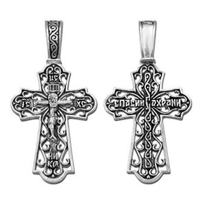 Крест серебряный Ag 925, коллекция Санкт-Петербург, с молитвой Спаси и сохрани, Чернение (оксидирование), 2,18 гр. КРС0224728