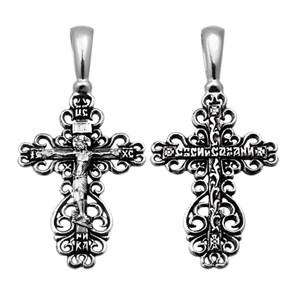 Крест серебряный Ag 925, коллекция Санкт-Петербург, с молитвой Спаси и сохрани, Чернение (оксидирование), 2,51 гр. КРС0224731