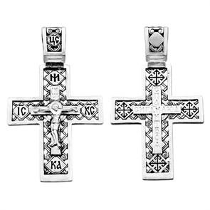 Крест серебряный Ag 925, коллекция Санкт-Петербург, с молитвой Спаси, Господи, люди Твоя..., Чернение (оксидирование), 4,56 гр. КРС0224735