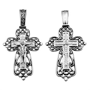 Крест серебряный Ag 925, коллекция Санкт-Петербург, с молитвой Спаси и сохрани, Чернение (оксидирование), 2,85 гр. КРС0224743