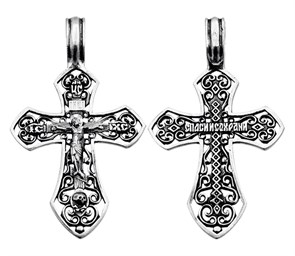 Крест серебряный Ag 925, коллекция Санкт-Петербург, с молитвой Спаси и сохрани, Чернение (оксидирование), 3,4 гр. КРС0224745