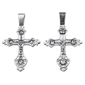 Крест серебряный Ag 925, коллекция Санкт-Петербург, с молитвой Спаси и сохрани, Чернение (оксидирование), 2,8 гр. КРС0224754