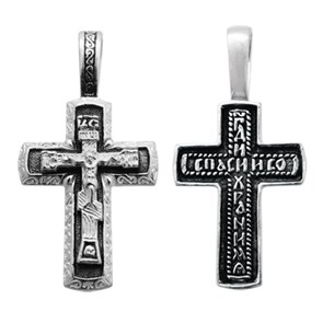 Крест серебряный Ag 925, коллекция Санкт-Петербург, с молитвой Господи, спаси и сохрани, Чернение (оксидирование), 1,9 гр. КРС0224757