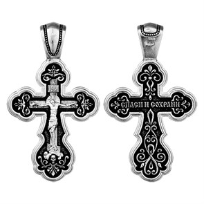 Крест серебряный Ag 925, коллекция Санкт-Петербург, с молитвой Спаси и сохрани, Чернение (оксидирование), 13,24 гр. КРС0224761