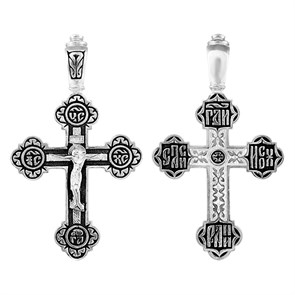 Крест серебряный Ag 925, коллекция Санкт-Петербург, с молитвой Спаси и сохрани, Чернение (оксидирование), 4,38 гр. КРС0224766