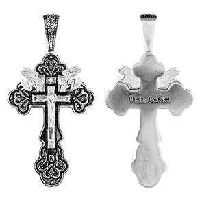 Крест серебряный Ag 925, коллекция Санкт-Петербург, с молитвой Спаси и сохрани, Чернение (оксидирование), 9,2 гр. КРС0224767