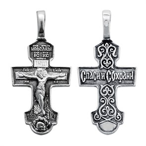 Крест серебряный Ag 925, коллекция Санкт-Петербург, с молитвой Спаси и сохрани, Чернение (оксидирование), 3,14 гр. КРС0224775