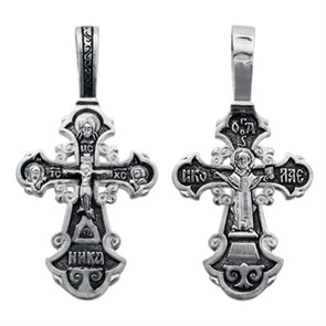 Крест серебряный Ag 925, коллекция Санкт-Петербург, лик Николай Чудотворец, Чернение (оксидирование), 2,1 гр. КРС0224781