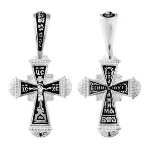 Крест серебряный Ag 925, коллекция Санкт-Петербург, с молитвой Спаси и сохрани, Чернение (оксидирование), 2,28 гр. КРС0224802