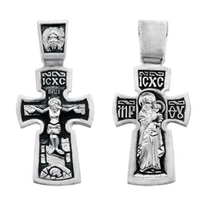 Крест серебряный Ag 925, коллекция Санкт-Петербург, лик Смоленская БМ, Чернение (оксидирование), 3,08 гр. КРС0224806