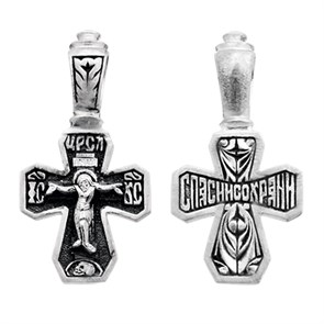 Крест серебряный Ag 925, коллекция Санкт-Петербург, с молитвой Спаси и сохрани, Чернение (оксидирование), 2,37 гр. КРС0224808