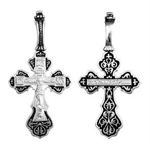 Крест серебряный Ag 925, коллекция Санкт-Петербург, с молитвой Спаси и сохрани, Чернение (оксидирование), 1,97 гр. КРС0224812