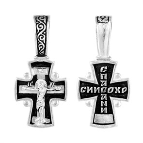 Крест серебряный Ag 925, коллекция Санкт-Петербург, с молитвой Спаси и сохрани, Чернение (оксидирование), 1,63 гр. КРС0224824