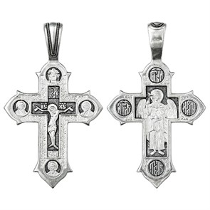 Крест серебряный Ag 925, коллекция Санкт-Петербург, лик Ангел-Хранитель, Чернение (оксидирование), 8,2 гр. КРС0224829