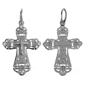 Крест серебряный Ag 925, коллекция Царь Славы, вставка Фианит, 1,79 гр. КРС0224873