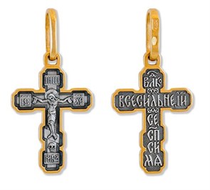 Крест позолоченный Ag 925/Au 585, коллекция Липецк, Позолота желтая 999*, 2,41 гр. КРС0224891