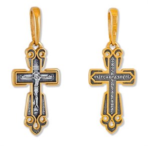 Крест позолоченный Ag 925/Au 585, коллекция Липецк, Позолота желтая 999*, 2,45 гр. КРС0224893