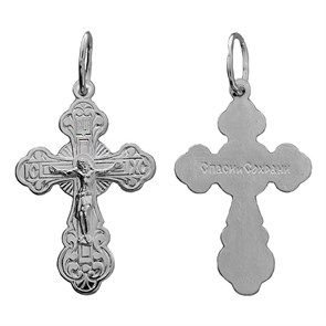 Крест серебряный Ag 925, коллекция Иваново, с молитвой Спаси и сохрани, Родий, 1,71 гр. КРС02241285