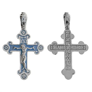 Крест серебряный Ag 925, коллекция Спаси и сохрани, c эмалью, 3,85 гр. КРС02241360