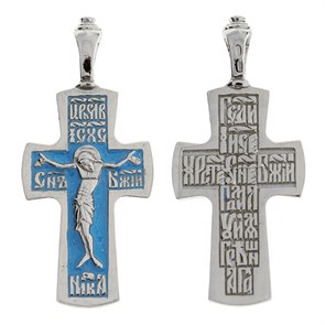 Крест серебряный Ag 925, коллекция Спаси и сохрани, с молитвой Господи, Иисусе Христе, Сыне Божий, помилуй, c эмалью, 7,47 гр. КРС02241367