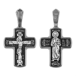 Крест серебряный Ag 925, коллекция Санкт-Петербург, лик Николай Чудотворец, Чернение (оксидирование), 6,61 гр. КРС02241386