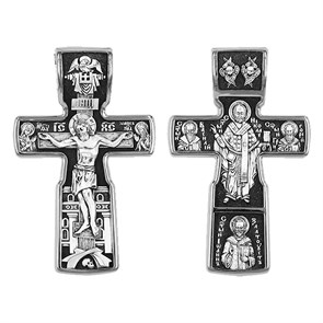 Крест серебряный Ag 925, коллекция Санкт-Петербург, лик Николай Чудотворец, Чернение (оксидирование), 12,56 гр. КРС02241397