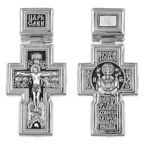 Крест серебряный Ag 925, коллекция Санкт-Петербург, лик Иоанн Богослов Св., Неупиваемая Чаша БМ, Чернение (оксидирование), 14,43 гр. КРС02241402