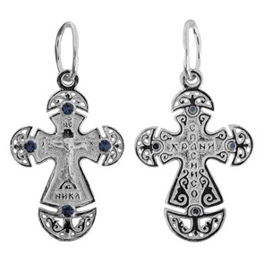 Крест серебряный Ag 925, коллекция Спаси и сохрани, вставка Фианит, с молитвой Спаси и сохрани, 1,67 гр. КРС02241453