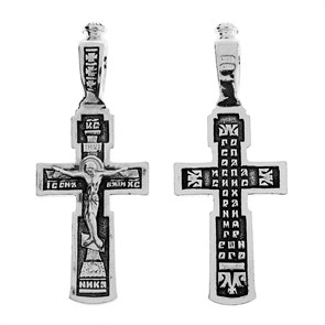 Крест серебряный Ag 925, коллекция Санкт-Петербург, с молитвой Господи, спаси и сохрани, Чернение (оксидирование), 3,24 гр. КРС02241457