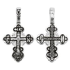 Крест серебряный Ag 925, коллекция Санкт-Петербург, с молитвой Спаси и сохрани, Чернение (оксидирование), 1,65 гр. КРС02241464