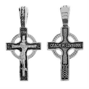 Крест серебряный Ag 925, коллекция Санкт-Петербург, с молитвой Спаси и сохрани, Чернение (оксидирование), 1,39 гр. КРС02241466