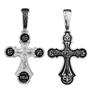 Крест серебряный Ag 925, коллекция Санкт-Петербург, с молитвой Спаси и сохрани, Чернение (оксидирование), 2,27 гр. КРС02241468