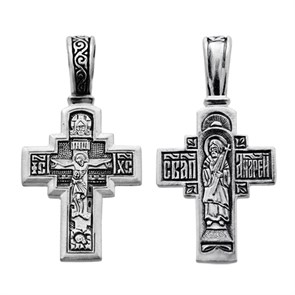 Крест серебряный Ag 925, коллекция Санкт-Петербург, лик Андрей Первозванный Св., Чернение (оксидирование), 2,52 гр. КРС02241472