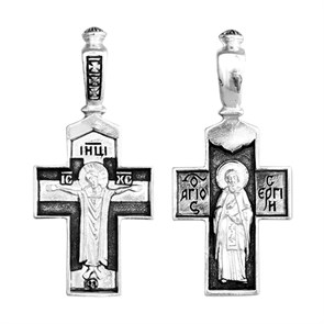 Крест серебряный Ag 925, коллекция Санкт-Петербург, лик Сергий Радонежский Св., Чернение (оксидирование), 4,5 гр. КРС02241476