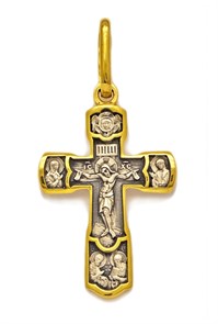 Крест позолоченный Ag 925/Au 585, коллекция Липецк, с молитвой Господи Иисусе Христе помилуй и спаси нас имени Твое, Позолота желтая 999*, 2,8 гр. КРС02241478