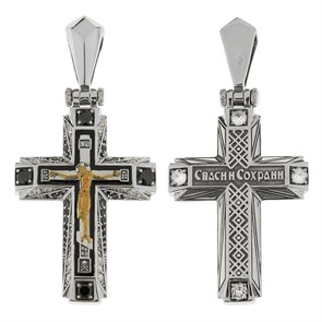 Крест серебряный Ag 925, коллекция Светоч, вставка Фианит, Чернение (оксидирование), 23,07 гр. КРС02241479
