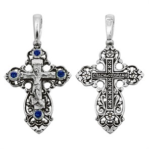 Крест серебряный Ag 925, коллекция Санкт-Петербург, вставка Фианит, Чернение (оксидирование), 3,44 гр. КРС02241500